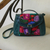 Cotton accent leather handbag, 'Lush Tropics' - Handcrafted Colorful Embroidered Green Leather Handbag thumbail