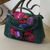 Cotton accent leather handbag, 'Lush Tropics' - Handcrafted Colorful Embroidered Green Leather Handbag (image 2b) thumbail