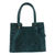 Leather handbag, 'Lush Impressions in Teal' - Handcrafted Forest Green Embossed Leather Handle Handbag thumbail