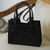 Leather handbag, 'Lush Impressions in Black' - Handcrafted Black Embossed Leather Handbag from Mexico (image 2b) thumbail
