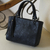 Leather handbag, 'Garden Impressions in Navy' - Handcrafted Navy Floral Motif Embossed Leather Handbag (image 2b) thumbail