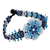 Glass beaded wristband bracelet, 'Huichol Blue' - Floral Glass Beaded Wristband Bracelet from Mexico thumbail