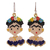 Glass beaded dangle earrings, 'Blue Frida' - Glass Beaded Frida Dangle Earrings in Blue from Mexico thumbail