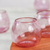 Stiellose Weingläser aus recyceltem Glas, 'Social Bliss in Rose' (6er Set) - Sechs rosafarbene stiellose Weingläser aus recyceltem Glas aus Mexiko