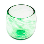 Recycled glass wine glasses, 'Social Bliss in Green' (set of 6) - Six Green Recycled Glass Stemless Wine Glasses from Mexico