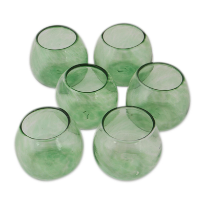 Set of Six Recycled Glass Wine Glasses - Woodwaves