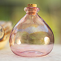 Handblown recycled glass jar, 'Pink Potion' - Handblown Recycled Glass Jar in Pink from Mexico