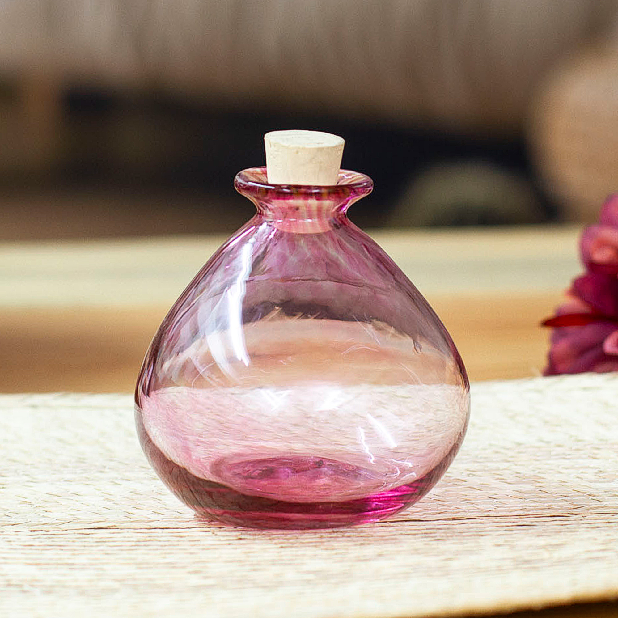 Handblown Recycled Glass Jar In Pink From Mexico Pink Potion