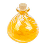 Handblown recycled glass jar, 'Orange Potion' - Handblown Recycled Glass Jar in Ornage from Mexico