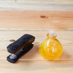 Handblown recycled glass jar, 'Orange Potion' - Handblown Recycled Glass Jar in Ornage from Mexico