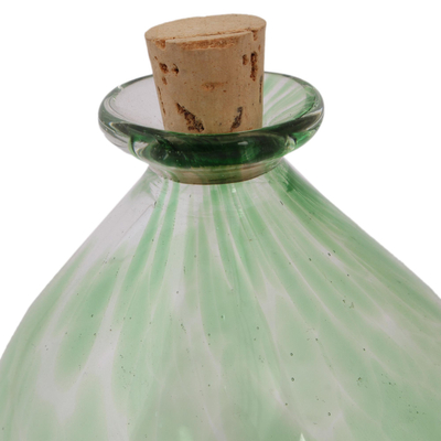 Handblown recycled glass jar, 'Verdant Potion' - Handblown Recycled Glass Jar from Mexico