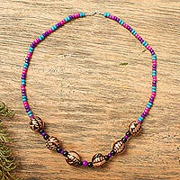 Wood beaded necklace, 'Beautiful Beads' - Handmade Wood Beaded Necklace from Mexico