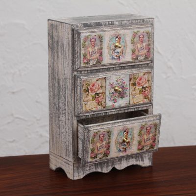 Distressed Wood Frida Kahlo Jewelry Chest From Mexico Frida Fan