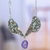 Quartz pendant necklace, 'Conch Catrina' - Purple Quartz Catrina Skull Pendant Necklace from Mexico thumbail