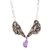 Quartz pendant necklace, 'Conch Catrina' - Purple Quartz Catrina Skull Pendant Necklace from Mexico (image 2b) thumbail