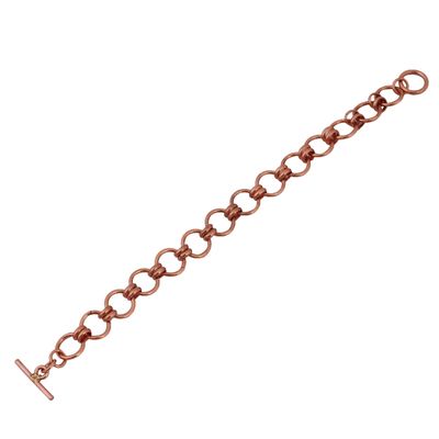Copper link bracelet, 'Antique Rings' - Handmade Copper Link Bracelet from Mexico