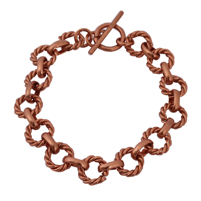 Rope Pattern Copper Link Bracelet from Mexico