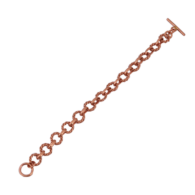 Pulsera de eslabones de cobre - Brazalete de eslabones de cobre con patrón de cuerda de México