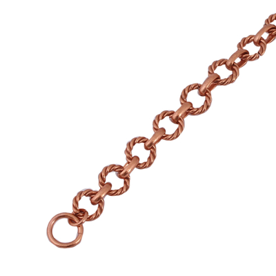 Pulsera de eslabones de cobre - Brazalete de eslabones de cobre con patrón de cuerda de México