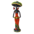 Keramische Statuette, 'Catrina mit Kürbissen'. - Keramische Catrina-Skelett-Statuette in Orange aus Mexiko