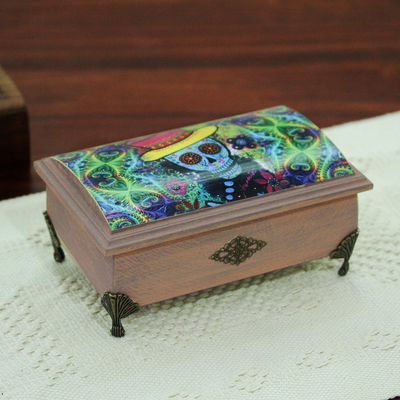 Caja decorativa de madera decoupage - Caja Decorativa Decoupage Día de Muertos de México