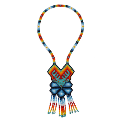 Colorful Deer-Themed Glass Beaded Pendant Necklace