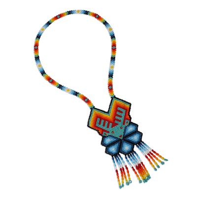 Halskette mit Anhänger aus Glasperlen - Bunte Glasperlen-Halskette mit Hirschmotiv