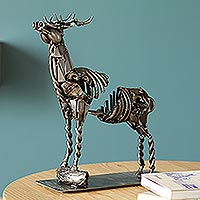 Upcycled metal tealight candle holder, 'Deer Rib'