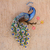 Steel wall sculpture, 'Peacock and Flowers' - Floral Steel Peacock Wall Sculpture from Mexico (image 2) thumbail