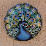 Steel wall sculpture, 'Round Peacock' - Round Peacock Steel Wall Sculpture from Mexico