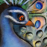 Steel wall sculpture, 'Round Peacock' - Round Peacock Steel Wall Sculpture from Mexico