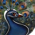 Steel wall sculpture, 'Round Peacock' - Round Peacock Steel Wall Sculpture from Mexico