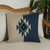 Zapotec wool cushion cover, 'Geometric Shift' - Azure and Khaki Zapotec Wool Cushion Cover from Mexico