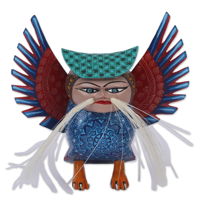 Wood alebrije sculpture, 'Mythic Owl' - Hand-Carved Alebrije Owl Sculpture from Mexico