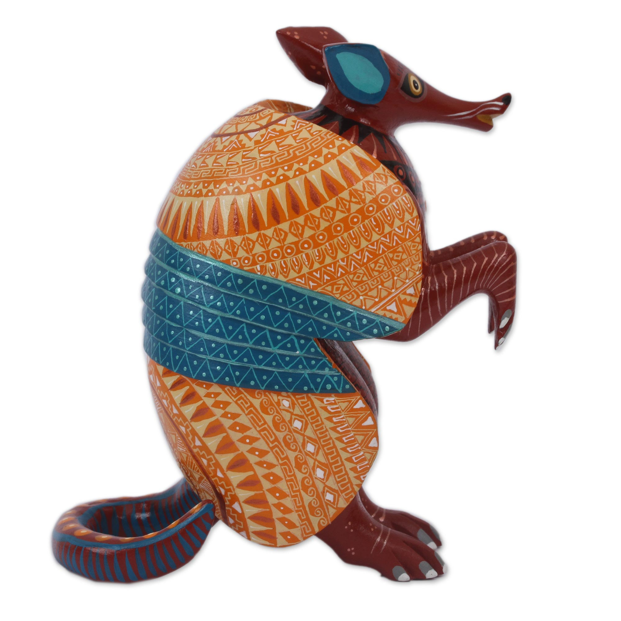 Handcrafted Wood Alebrije Armadillo Sculpture from Mexico - Seated ...