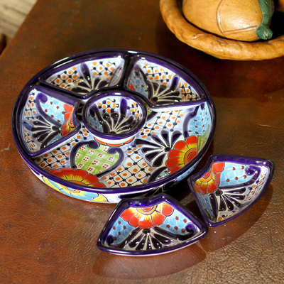Ceramic appetizer bowls, Raining Flowers (7 piece)