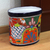 Ceramic waste bin, 'Talavera Collector' - Floral Talavera-Style Ceramic Waste Bin from Mexico (image 2c) thumbail