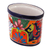 Ceramic waste bin, 'Talavera Collector' - Floral Talavera-Style Ceramic Waste Bin from Mexico (image 2d) thumbail