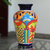 Ceramic vase, 'Floral Display' - Talavera-Style Ceramic Vase Crafted in Mexico