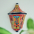 Ceramic wall sconce, 'Cosmic Floral' - Hand-Painted Talavera Ceramic Wall Sconce from Mexico thumbail