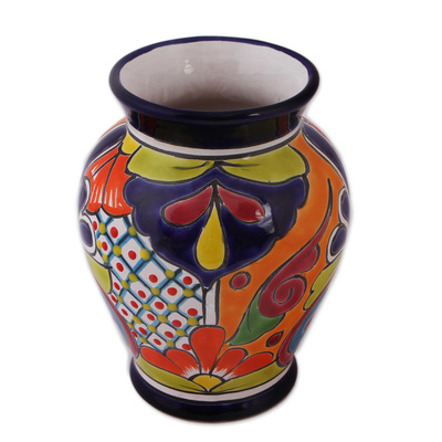 Keramikvase - Handbemalte Keramikvase im Talavera-Stil, hergestellt in Mexiko