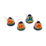 Ceramic ornaments, 'Talavera Bells' (pair) - Bell-Shaped Talavera-Style Ceramic Ornaments (Pair)