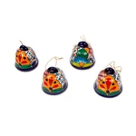 Ceramic ornaments, 'Talavera Bells' (pair) - Bell-Shaped Talavera-Style Ceramic Ornaments (Pair)