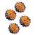 Ceramic ornaments, 'Afternoon Sun' (set of 4) - Talavera Ceramic Floral Sun Ornaments from Mexico (Set of 4) thumbail