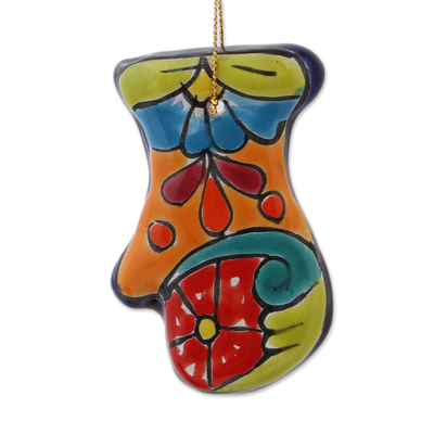 Ceramic ornaments, 'Talavera Mittens' (pair) - Talavera Ceramic Mitten Ornaments from Mexico (Pair)