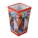 Ceramic vase, 'Talavera Symmetry' - Hand-Painted Talavera Ceramic Vase Crafted in Mexico