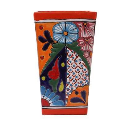 Jarrón de ceramica - Jarrón de cerámica de talavera pintado a mano hecho a mano en México