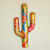 Ceramic wall sculpture, 'Talavera Saguaro' - Hand-Painted Cactus Talavera-Style Ceramic Wall Sculpture (image 2) thumbail