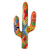 Ceramic wall sculpture, 'Desert Saguaro' - Floral Cactus Talavera-Style Ceramic Wall Sculpture thumbail