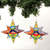 Ceramic ornaments, 'North Star' (pair) - Star-Shaped Talavera Ceramic Ornaments from Mexico (Pair)